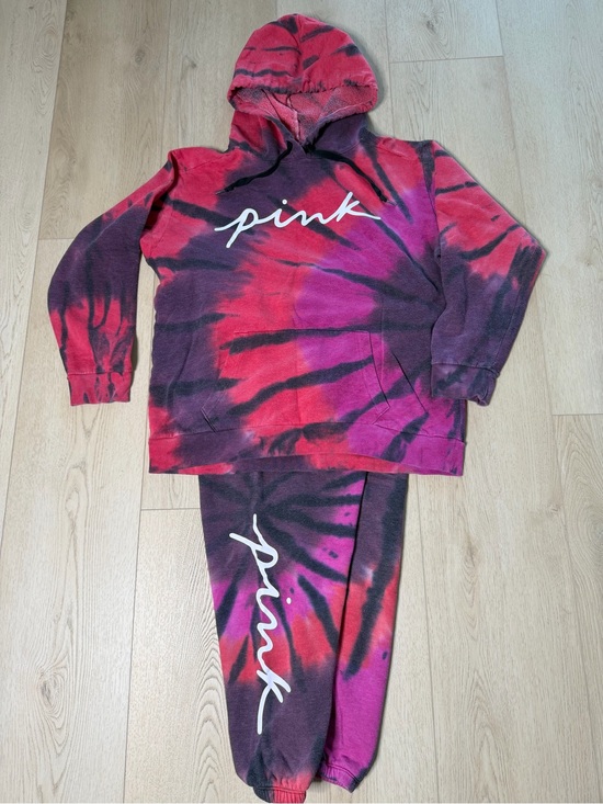 PINK Victoria's Secret Pants - PINK Tie-Dye Hoodie & Jogger Set - Pink and Purple Size L